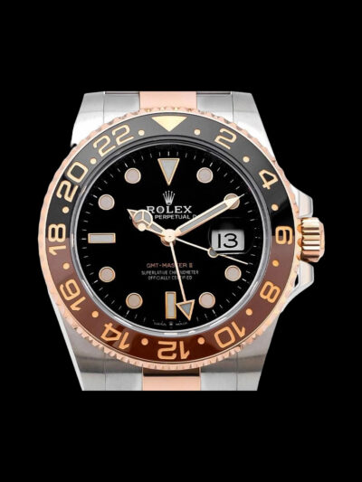 gmt master ii rootbeer réplica detalle lupa cyclops fecha esfera negra