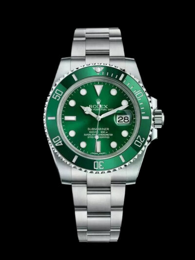 rolex submariner hulk réplica frontal esfera verde bisel cerámico acero 904l