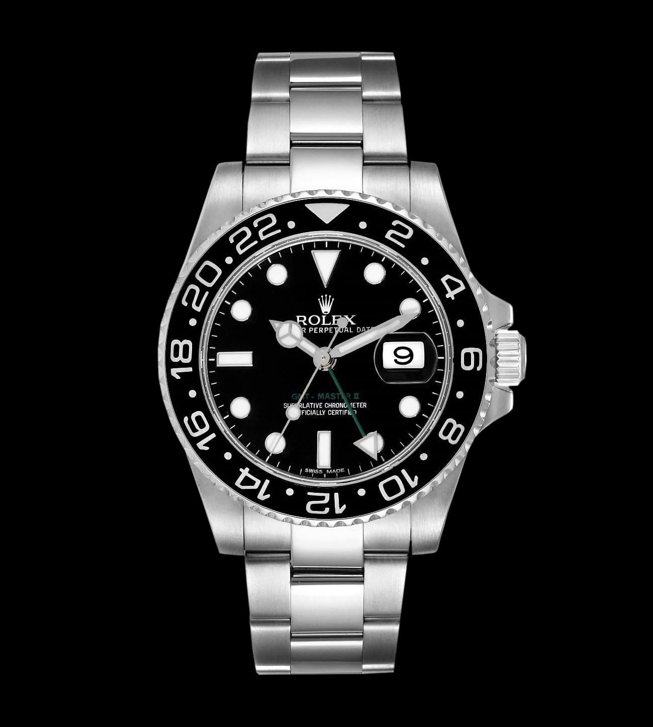 Rolex Réplica GMT Master II Steel Black 40 2 replica rolex gmt master black vista inclinada acero 904L bisel negro