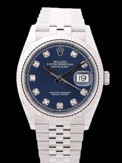 rolex datejust blue diamonds replica frontal esfera azul jubilee