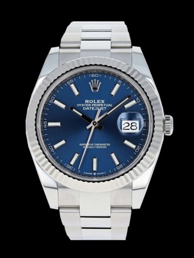 rolex datejust steel blue replica esfera azul acero 904L vista frontal