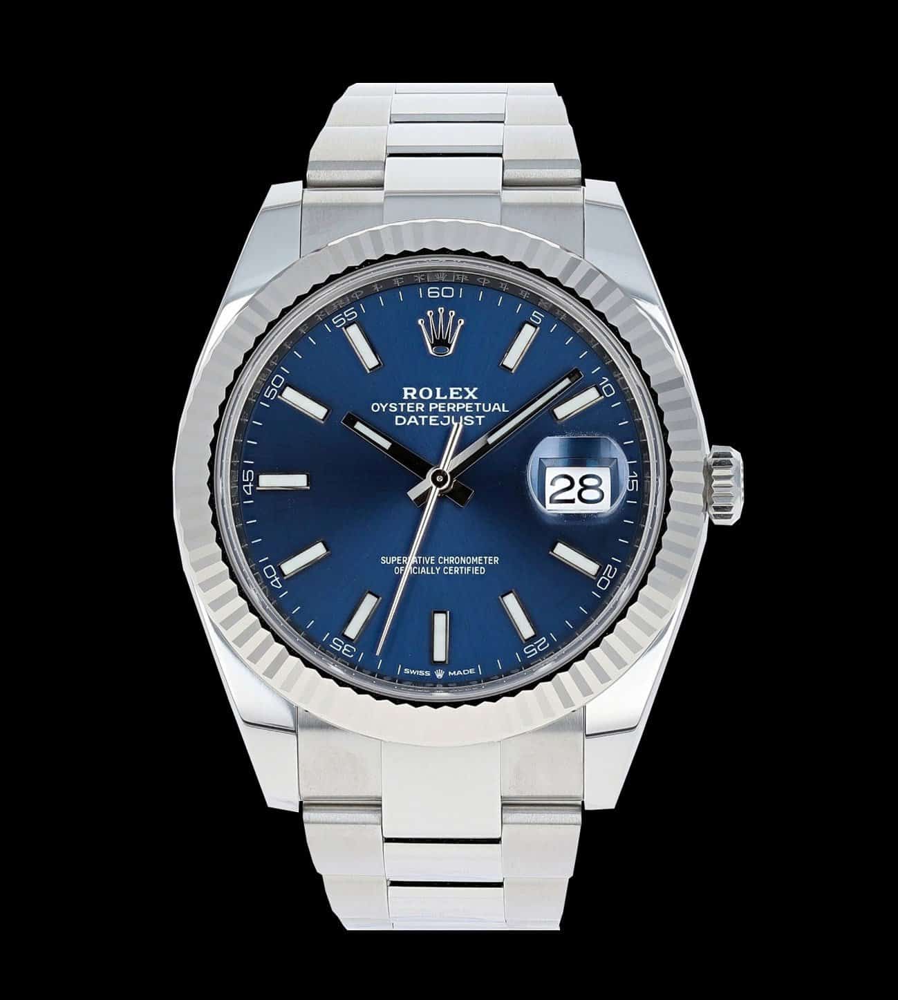 Rolex Réplica Date Just steel Blue 31 / 36 / 41 1 rolex datejust steel blue replica esfera azul acero 904L vista frontal