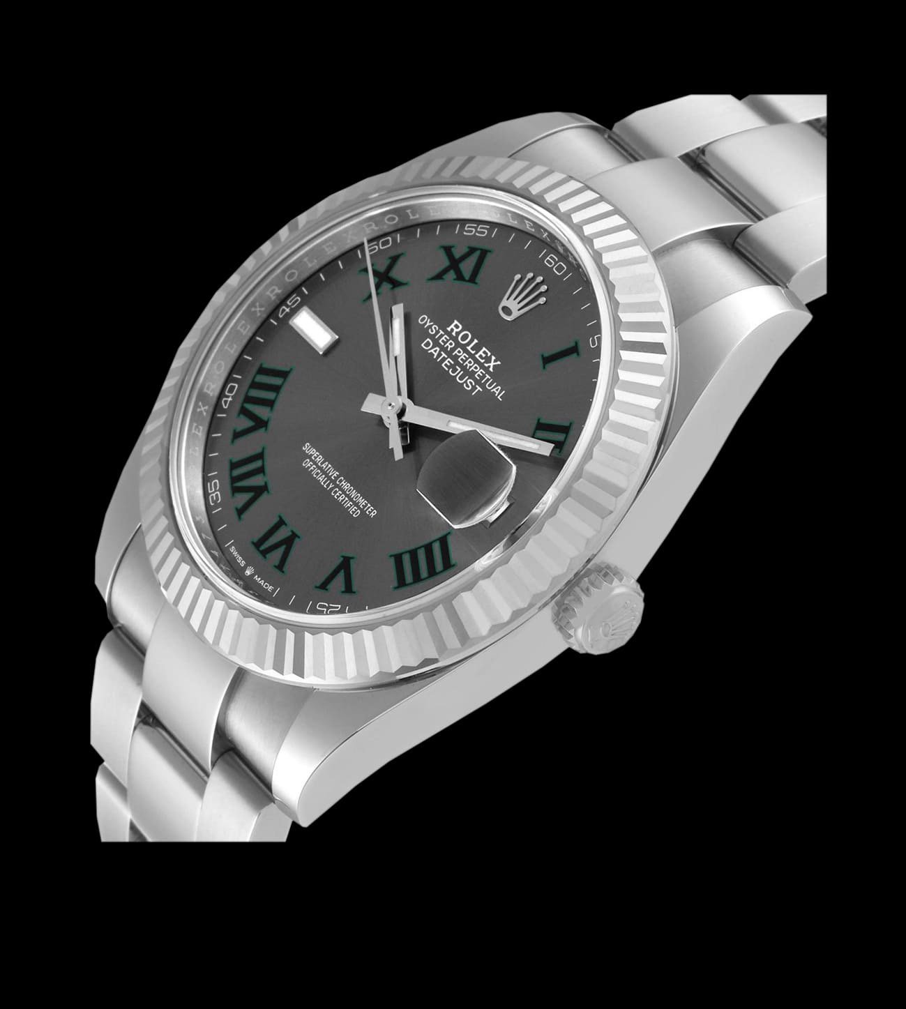 Rolex Réplica Date Just Wimbledon 31 / 36 / 41 3 esfera gris romanos verdes cyclops rolex wimbledon réplica