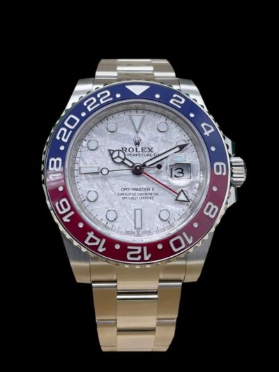 rolex gmt master ii meteorite replica esfera meteorito bisel cerachrom rojo azul brazalete oyster rolesor vista frontal