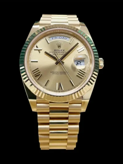 Rolex replica day date president gold 18k vista frontal principal