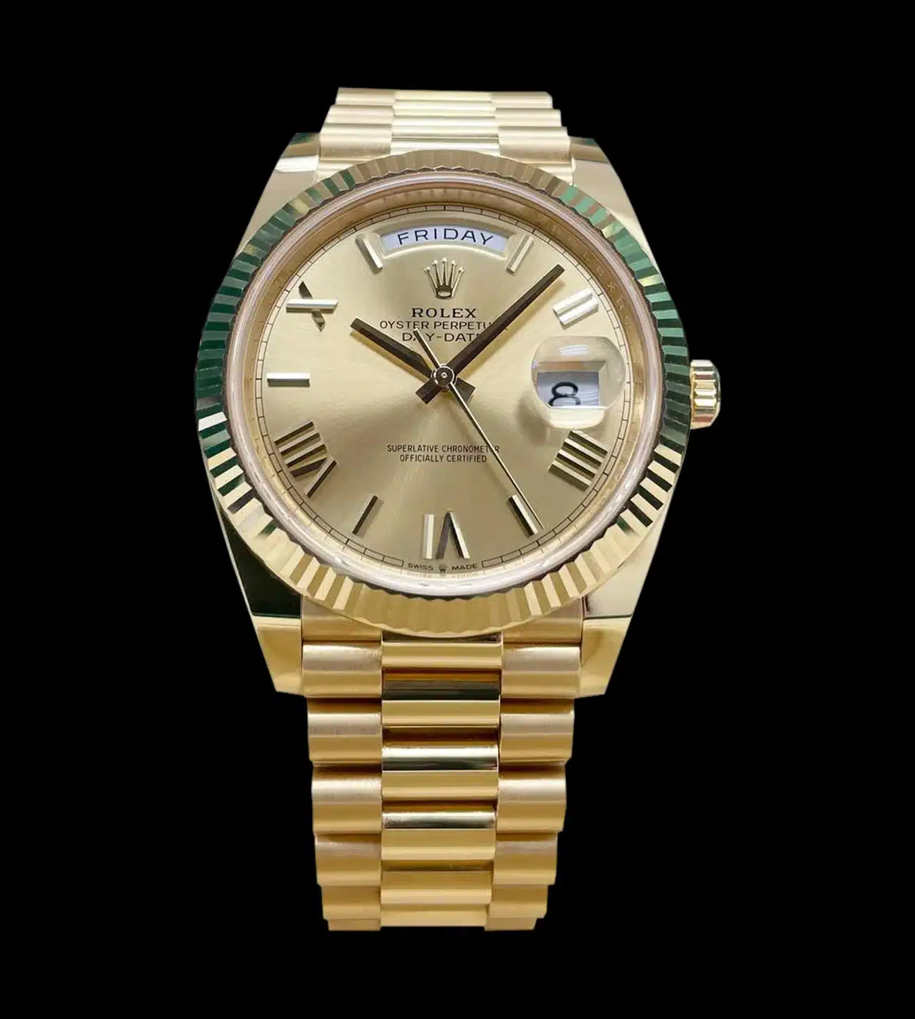 Rolex Réplica Day-Date President Gold 18k 1 Rolex replica day date president gold 18k vista frontal principal