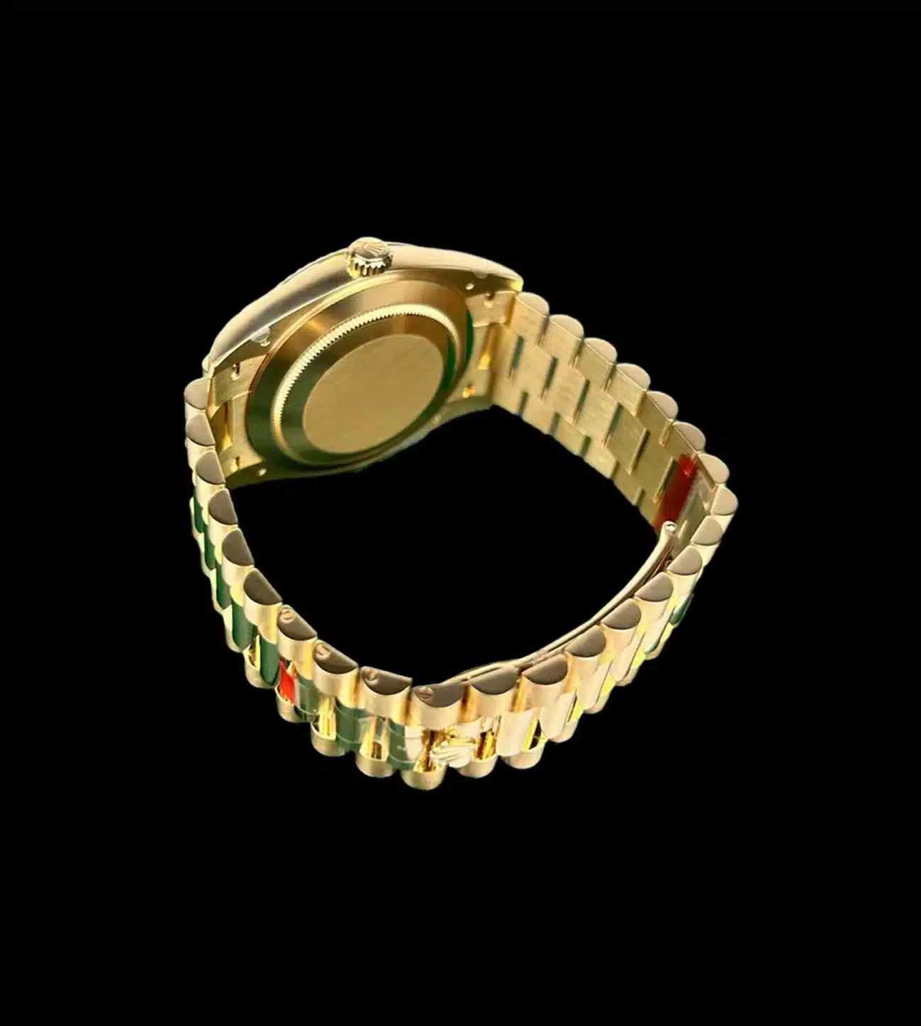 Rolex Réplica Day-Date President Gold 18k 3 Rolex Day-Date President gold replica brazalete oro vista trasera