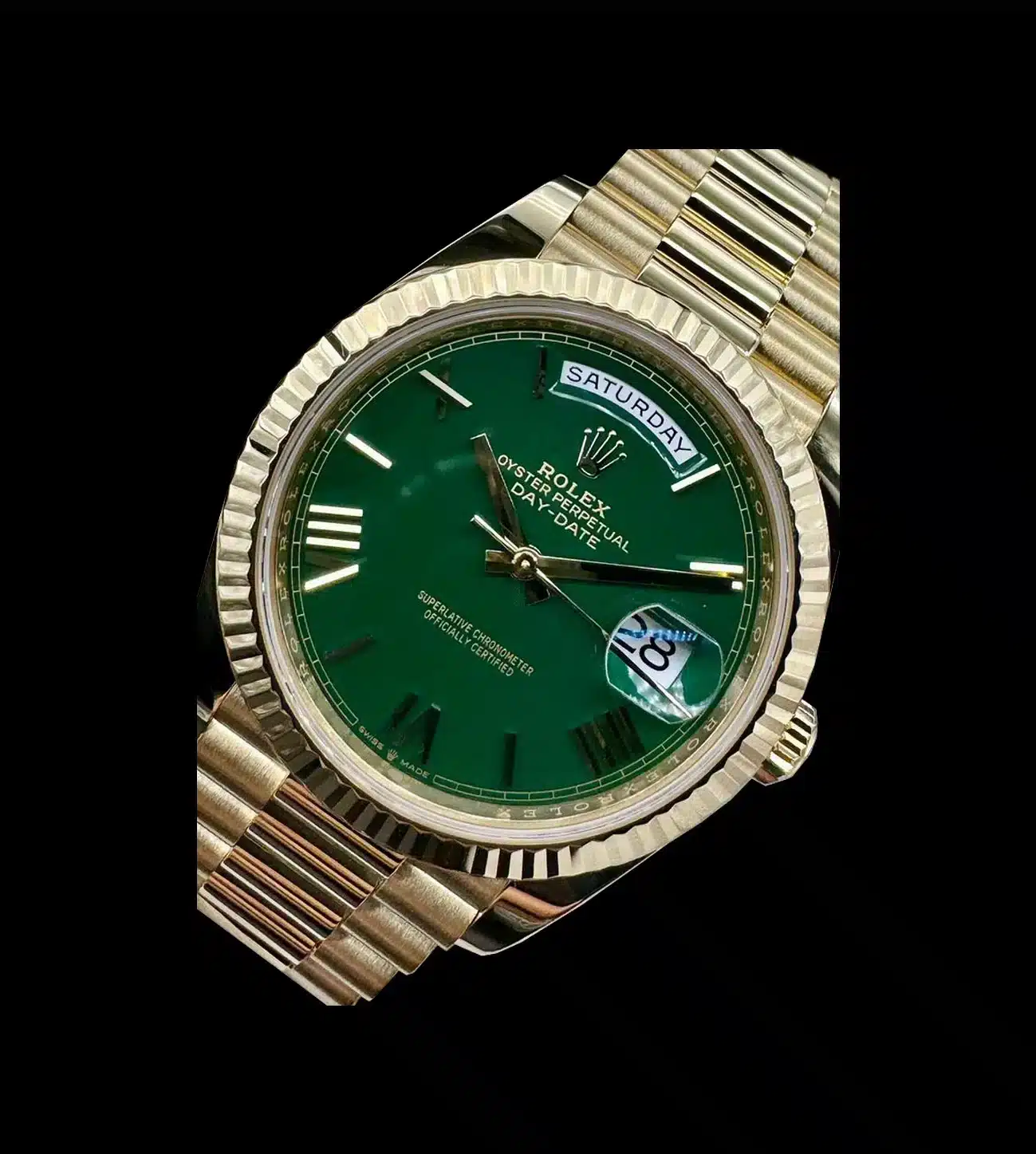 Rolex Réplica Day-Date President Gold 18k 6 rolex day date gold replica reloj oro amarillo vista en angulo