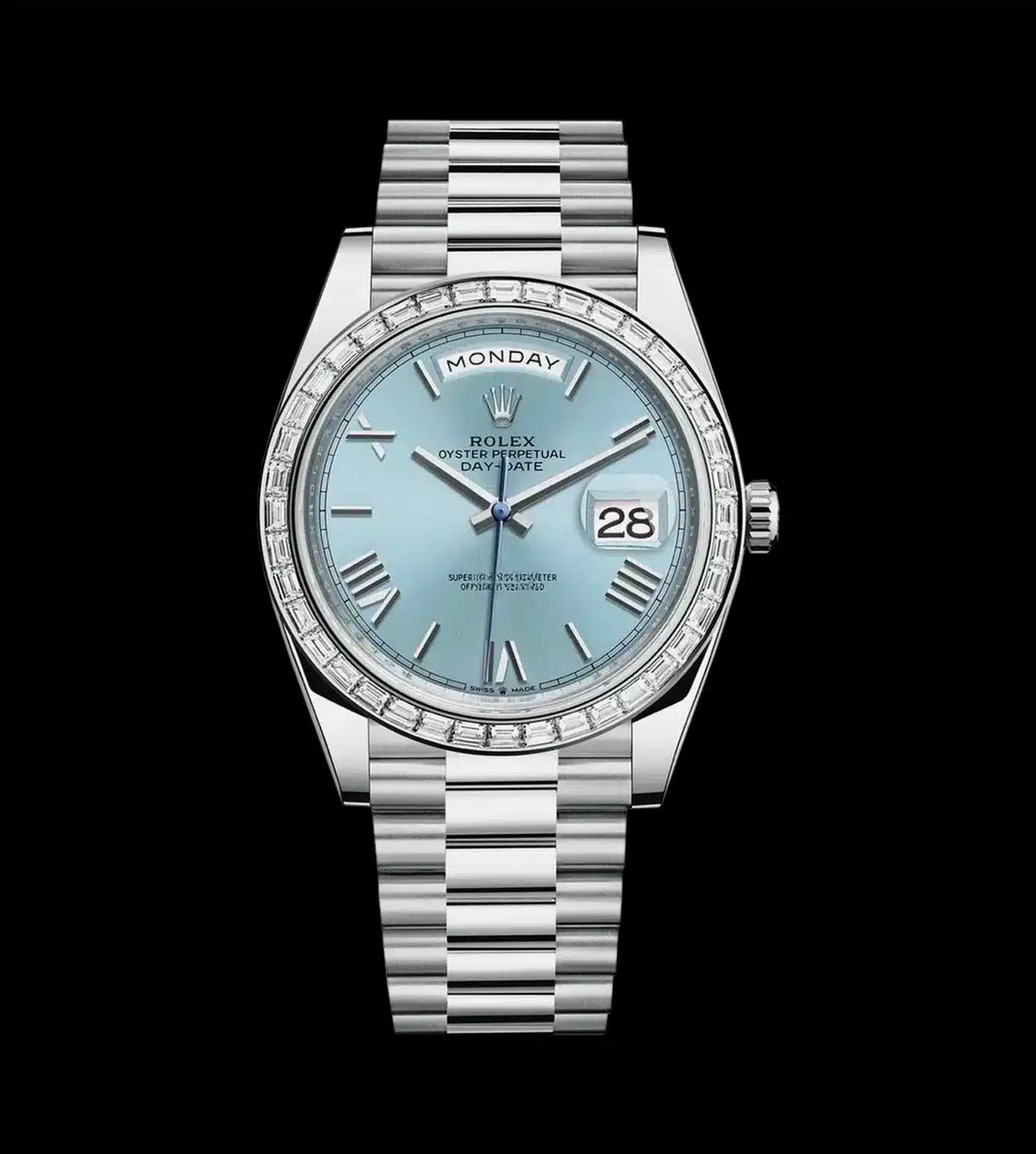 Rolex Réplica Day-Date Ice blue Platinum 3 rolex day date replica ice blue platinum vista completa brazalete