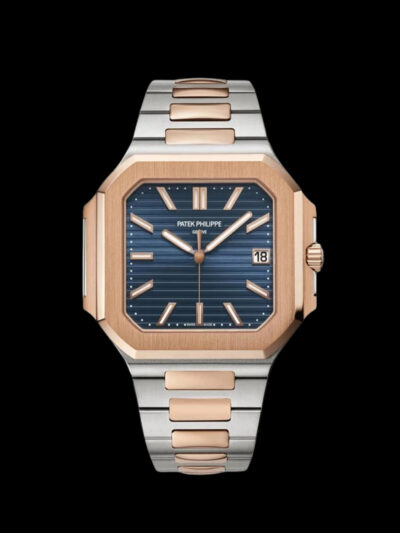 patek philippe replica gold blue frontal caja oro acero esfera azul