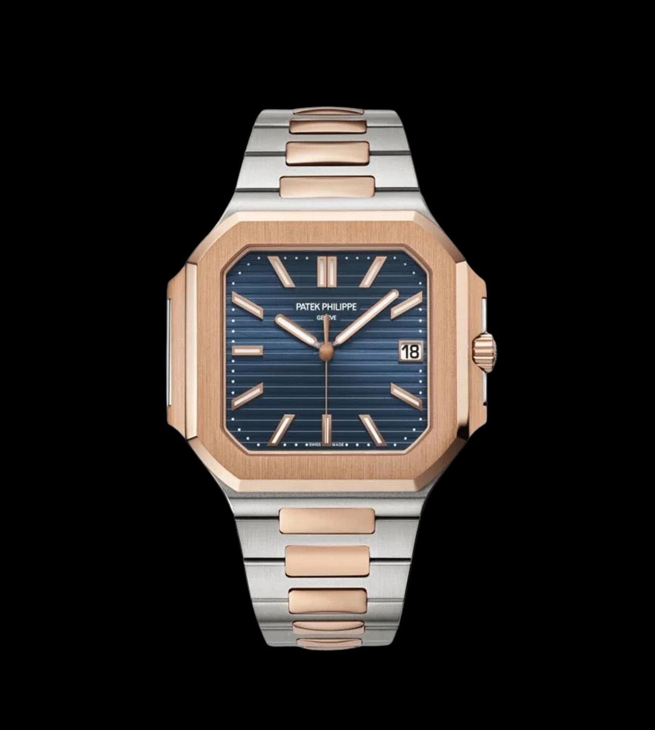 Patek Philippe Replica Cubitus Gold Blue 45mm 1 patek philippe replica gold blue frontal caja oro acero esfera azul