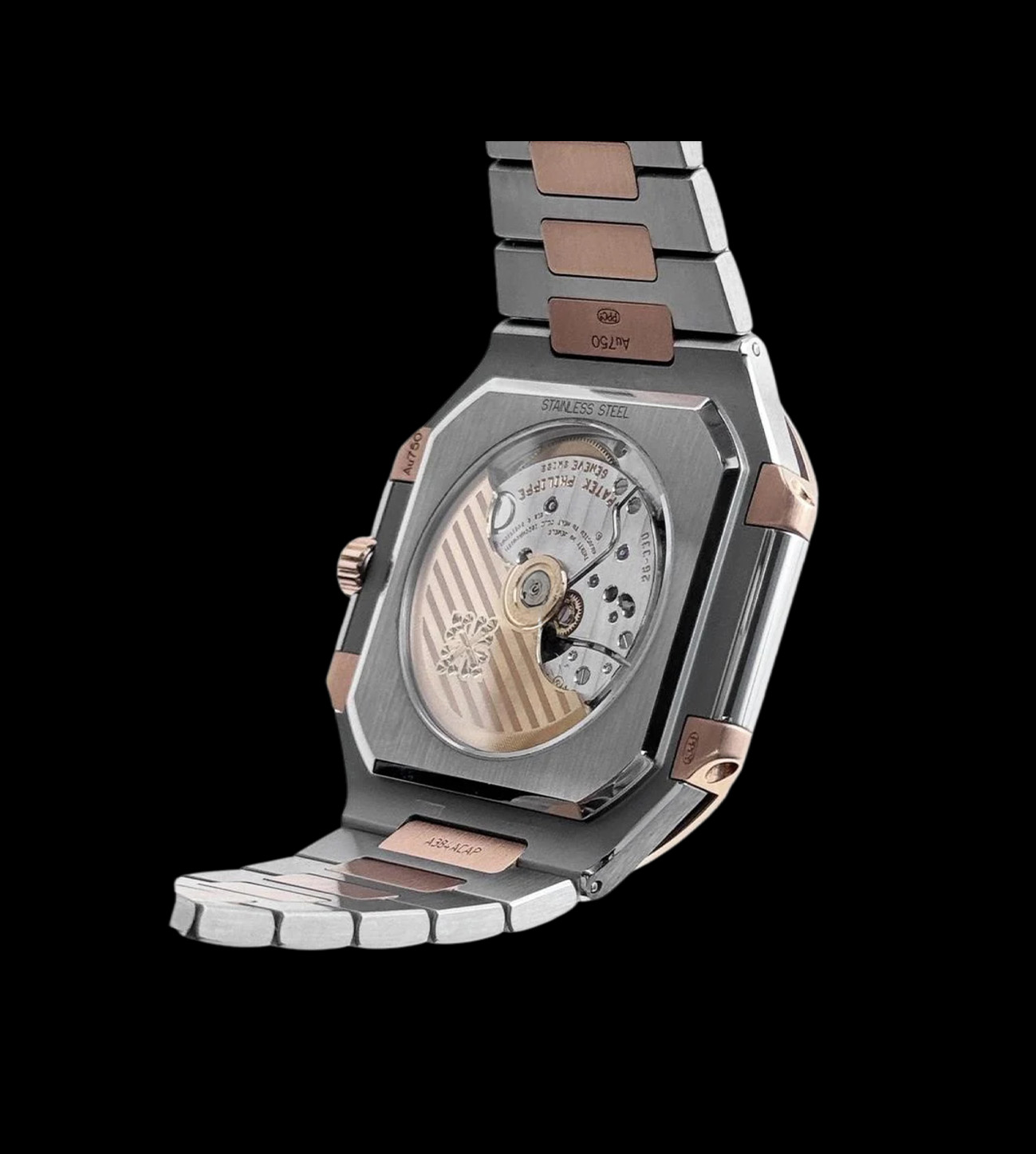 Patek Philippe Replica Cubitus Gold Blue 45mm 4 patek philippe gold blue replica vista trasera brazalete acero oro