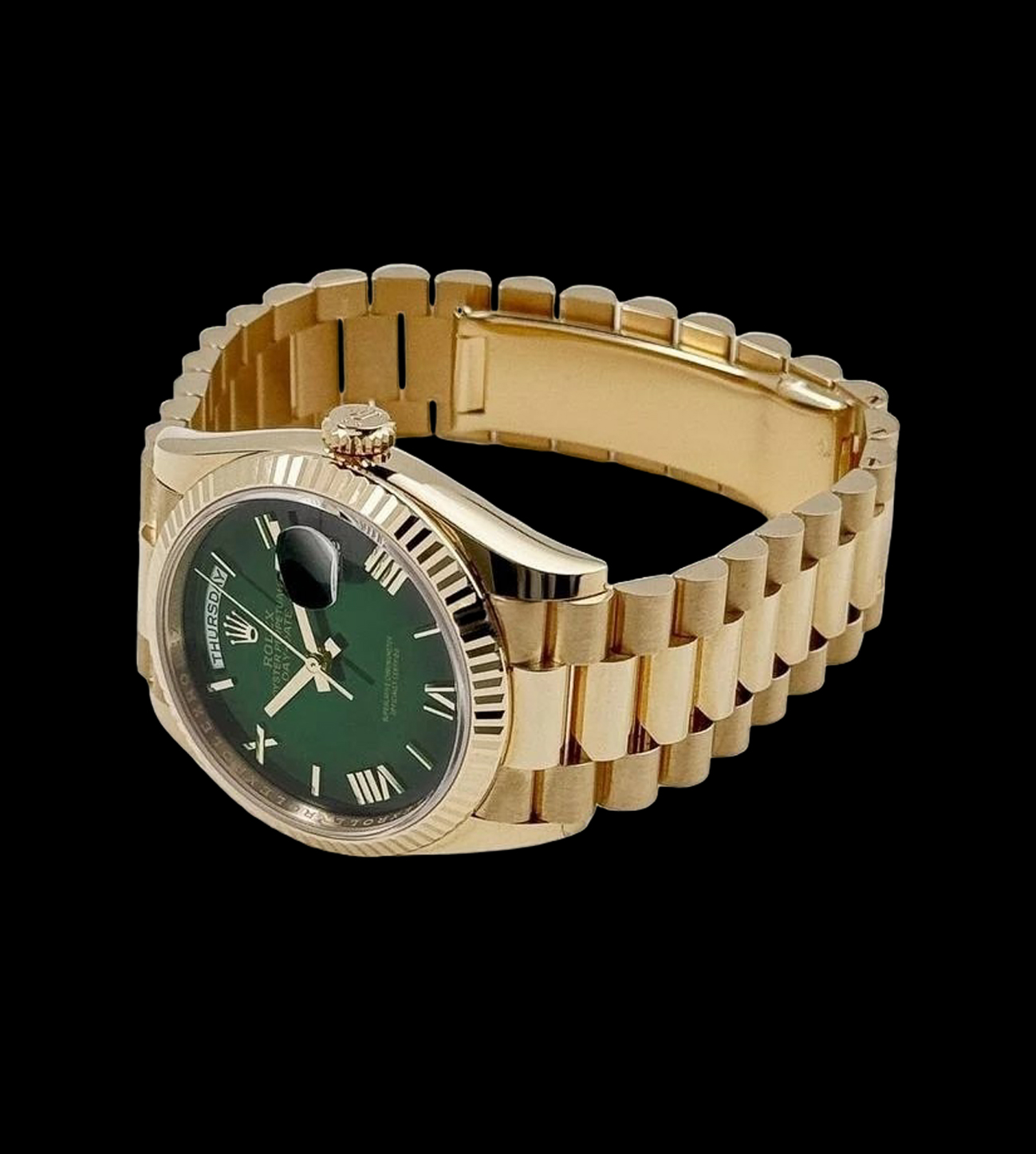 Rolex Réplica Day-Date Oro Amarillo Esfera verde 4 Rolex Réplica Day-Date Oro Amarillo Esfera verde - Imagen 4