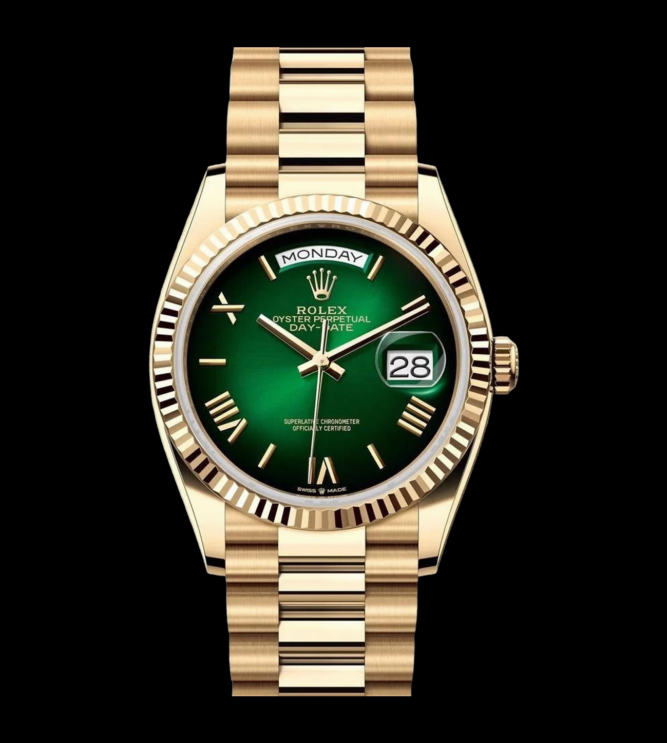 Rolex Réplica Day-Date Oro Amarillo Esfera verde 5 Rolex Réplica Day-Date Oro Amarillo Esfera verde - Imagen 5